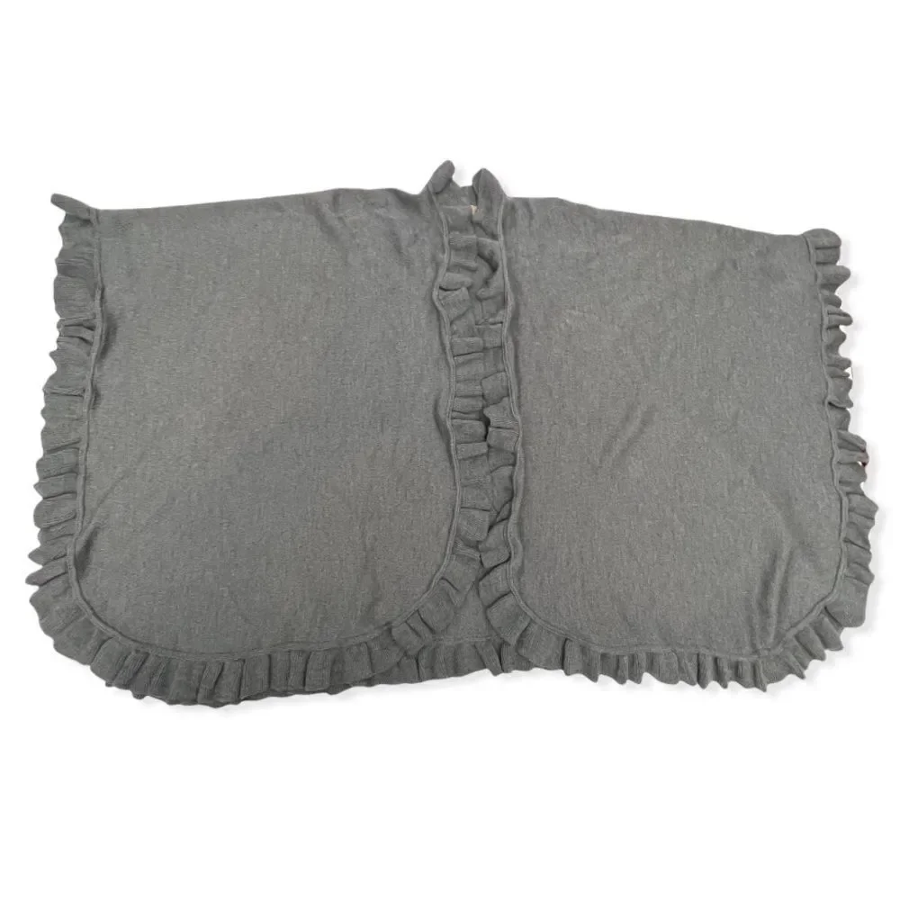 Lane d'Olimpia Made in Italy Ruffled Italian Wool Wrap Poncho